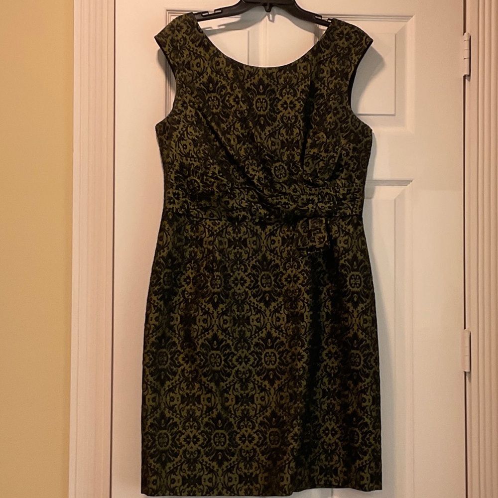 Kay Unger Black and Gold Floral Mini Dress